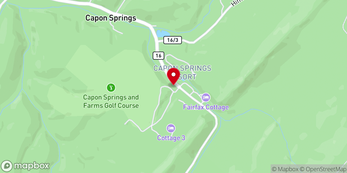Map showing location of Capon Springs and Farms