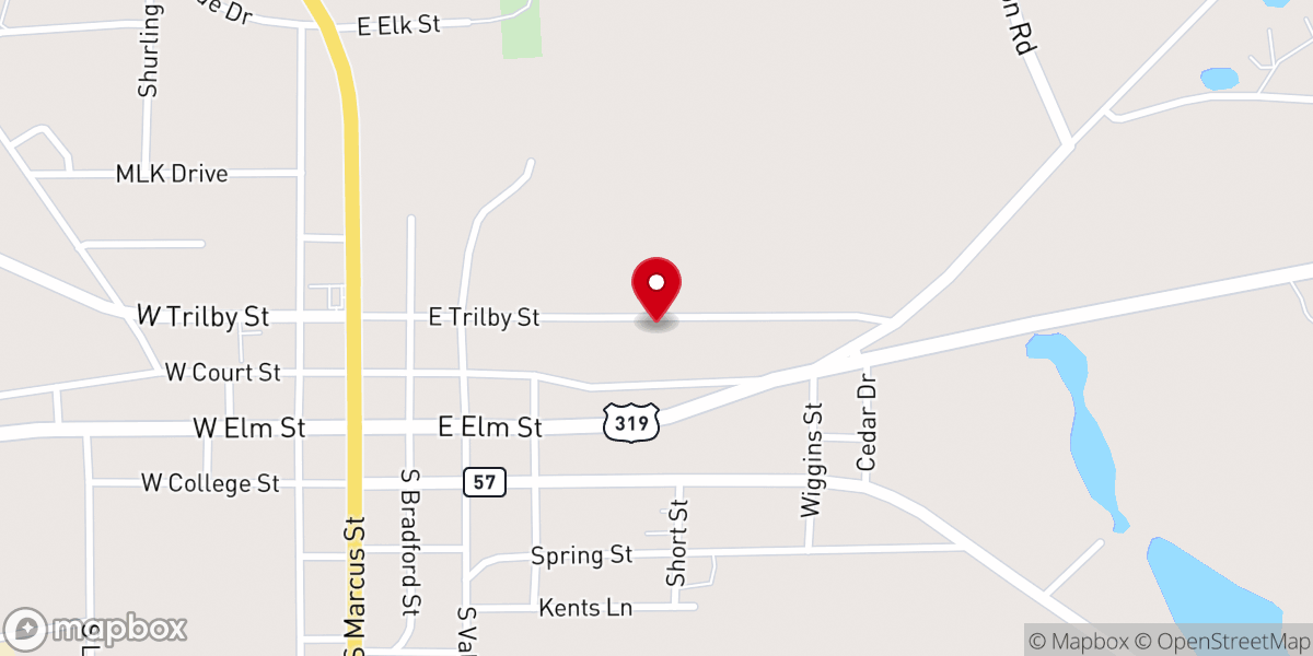 Map showing location of Antioch Baptist Church