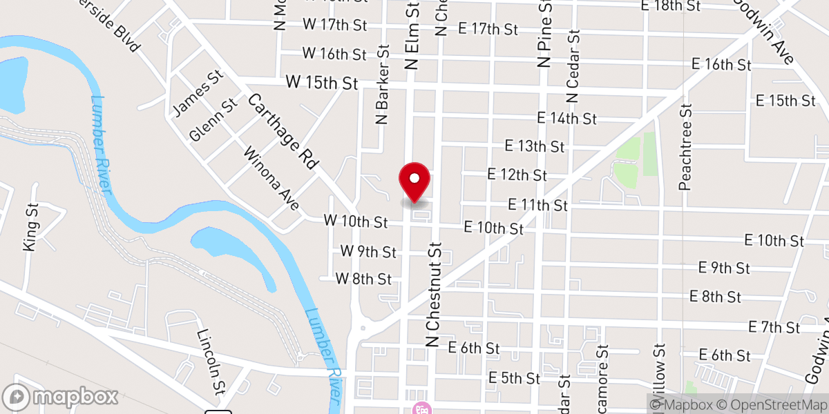 Map showing location of First Presbyterian Church Office
