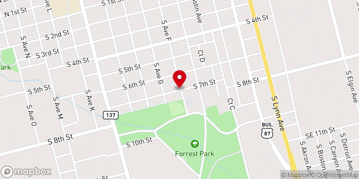 Map showing location of Templo Elim Spanish Assembly of God Church
