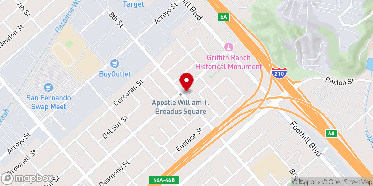 Map showing location of Calvary Baptist Church of Pacoima
