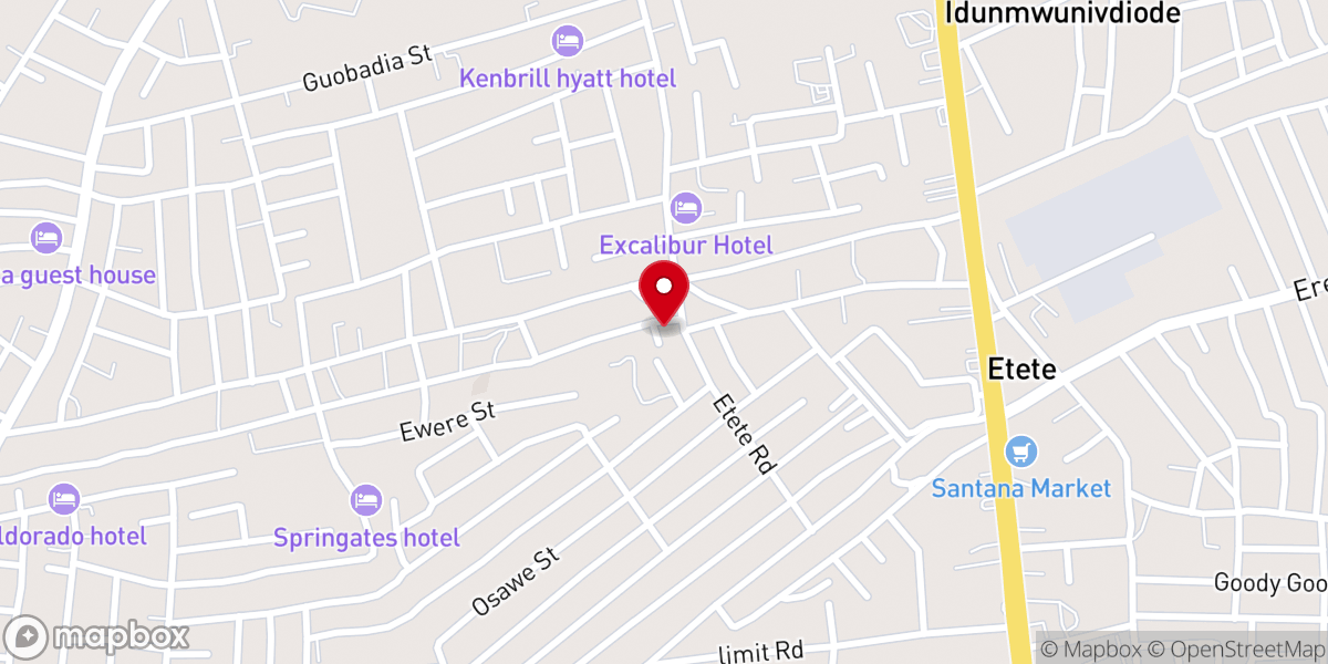 Map showing location of Rev. Emokpae Memoria Baptist Church