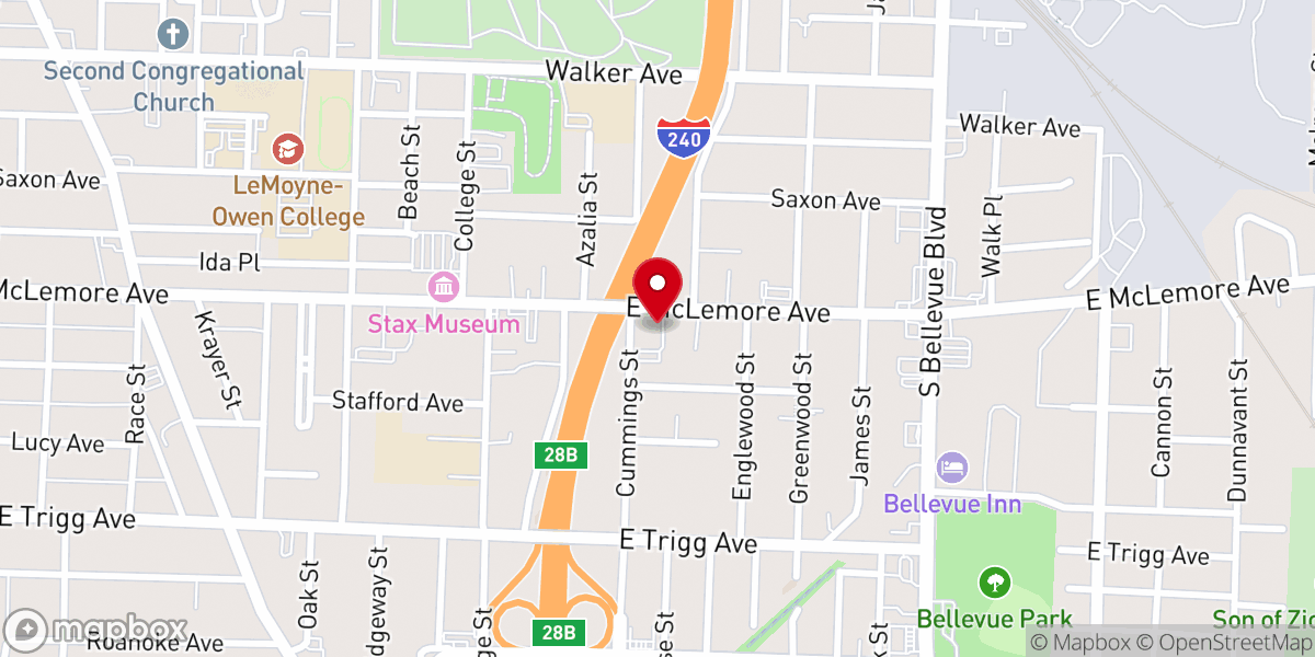 Map showing location of True Believers Holiness Church