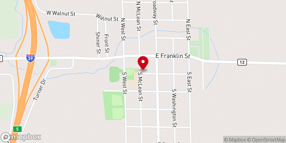 Map showing location of Hudson Christian Church