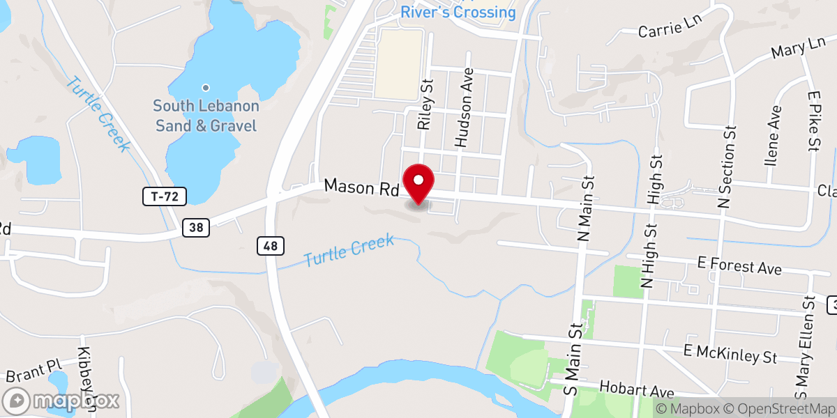 Map showing location of First Baptist Church South Lebanon