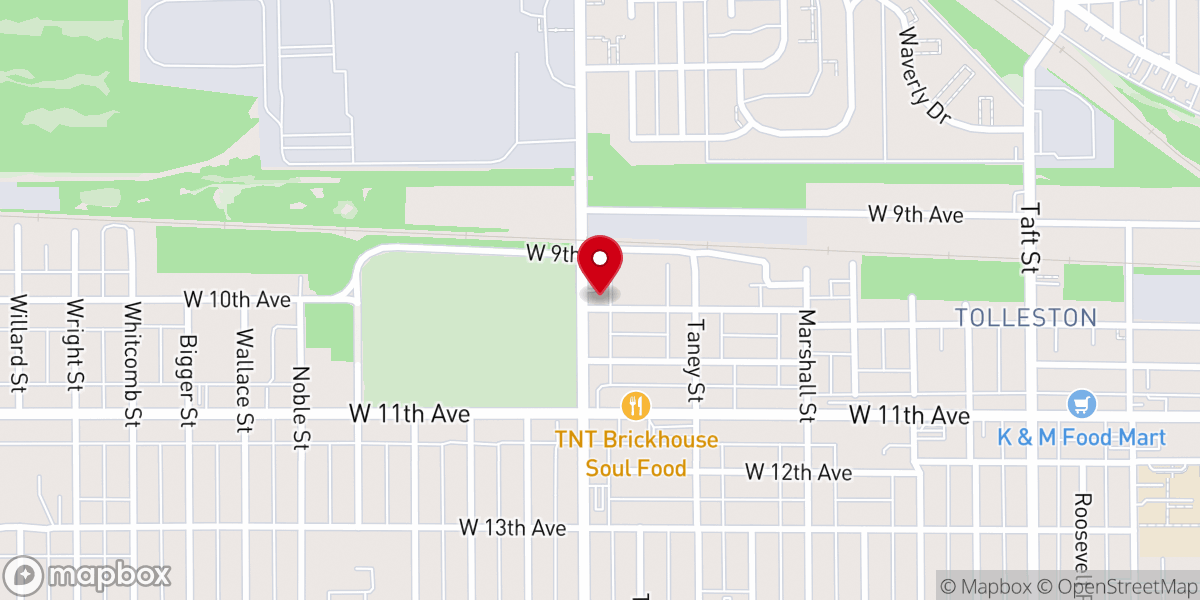 Map showing location of Pilgrim Rest MB Church
