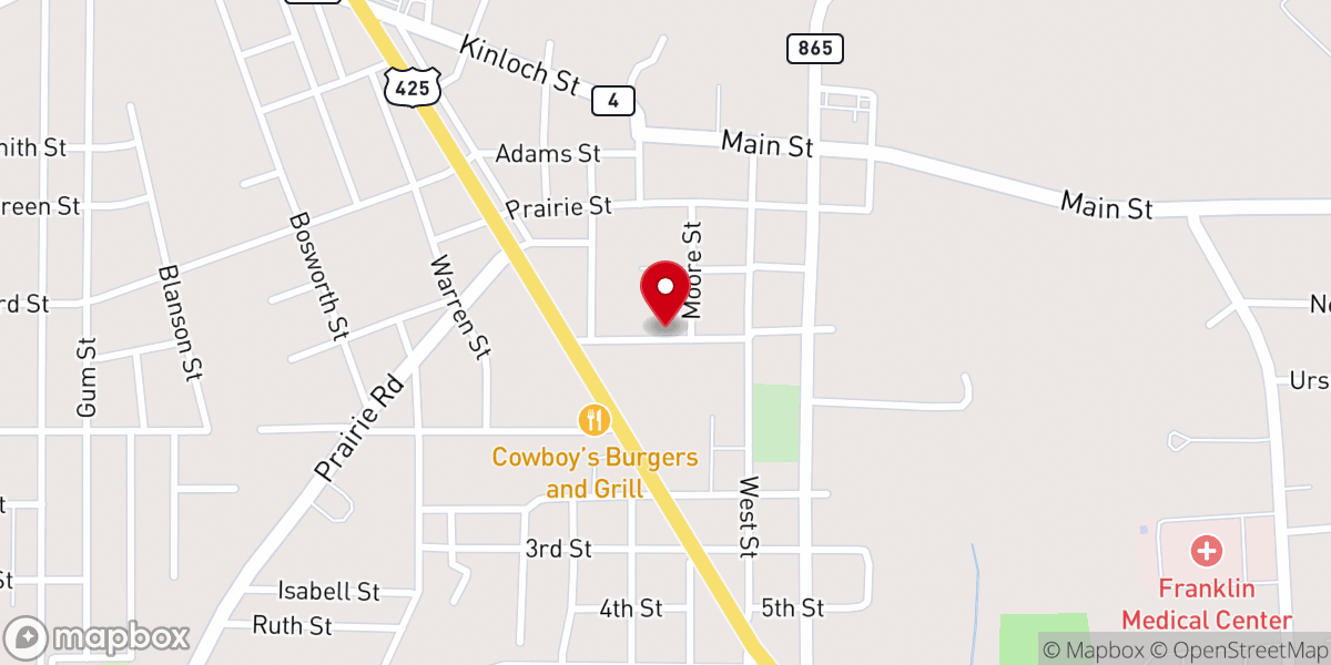 Map showing location of First Baptist Church