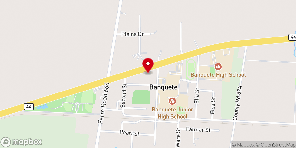 Map showing location of Banquete First Baptist Church