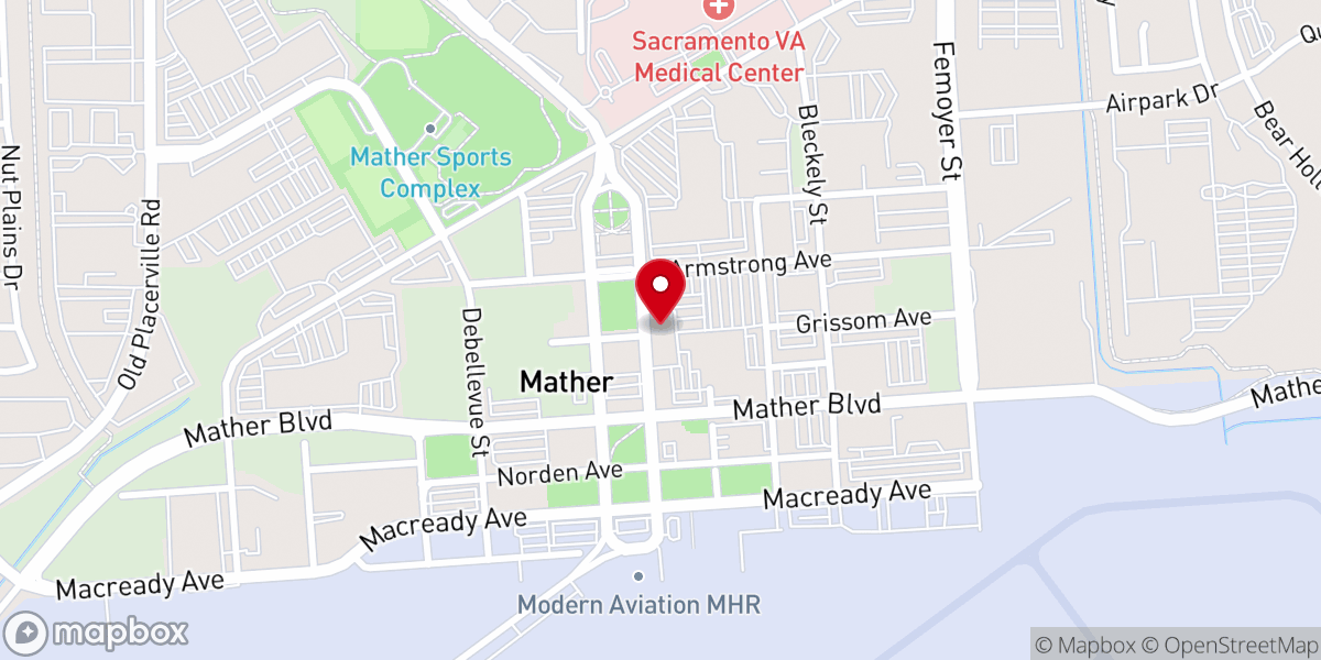 Map showing location of Sacramento Zoroastrian Center