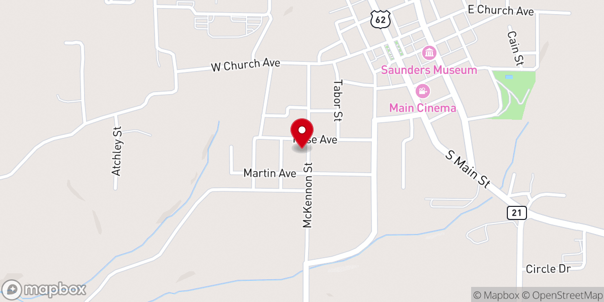 Map showing location of Westside Christian Church