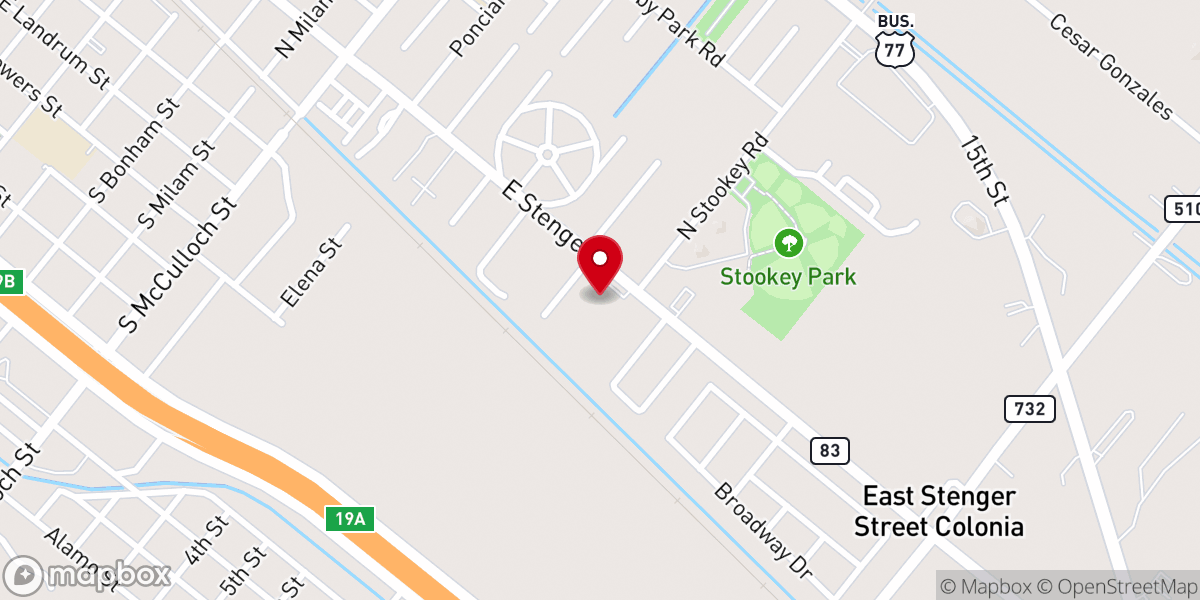 Map showing location of San Benito Seventh-day Adventist Church