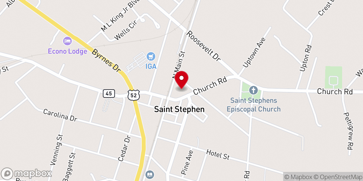 Map showing location of New Covenant Baptist Church