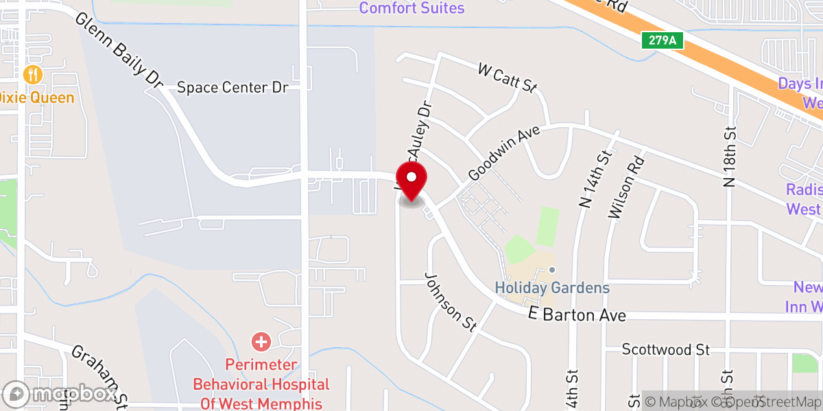 Map showing location of New Mount Zion Baptist Church of West Memphis