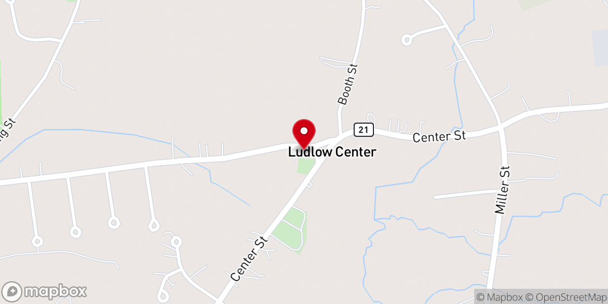 Map showing location of First Church in Ludlow
