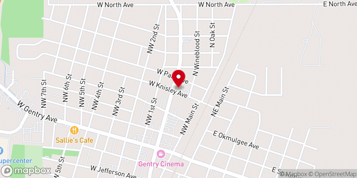 Map showing location of First Assembly of God