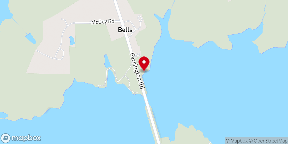 Map showing location of Bell's Church Fishing Pier
