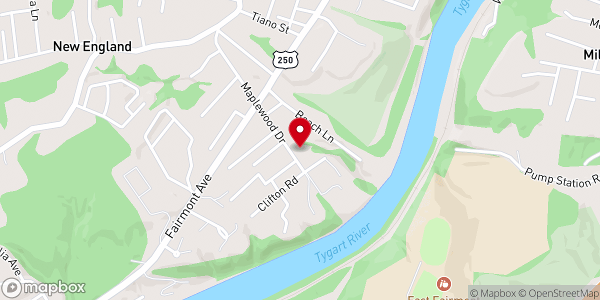 Map showing location of Rose of Sharon Church