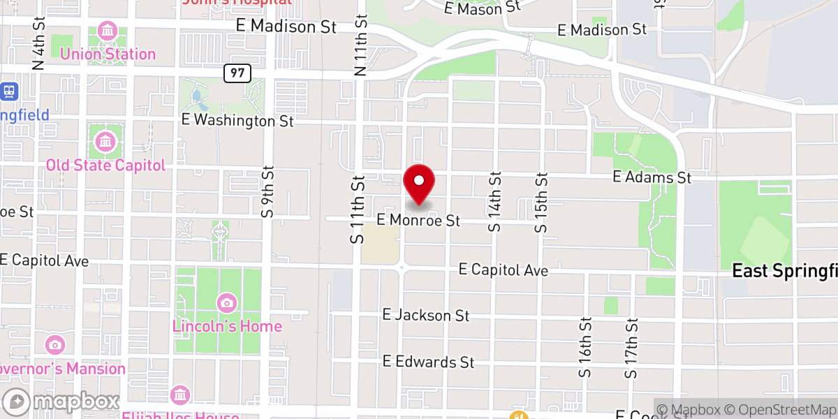 Map showing location of Monroe Street Christian Church