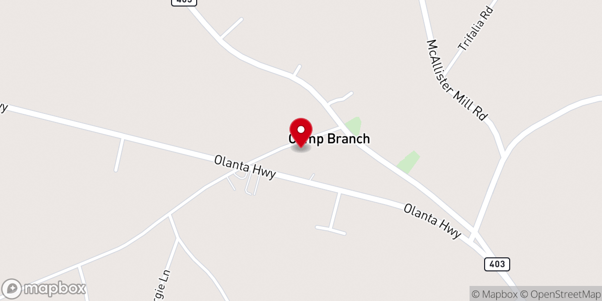 Map showing location of Camp Branch PH Church Parsonage