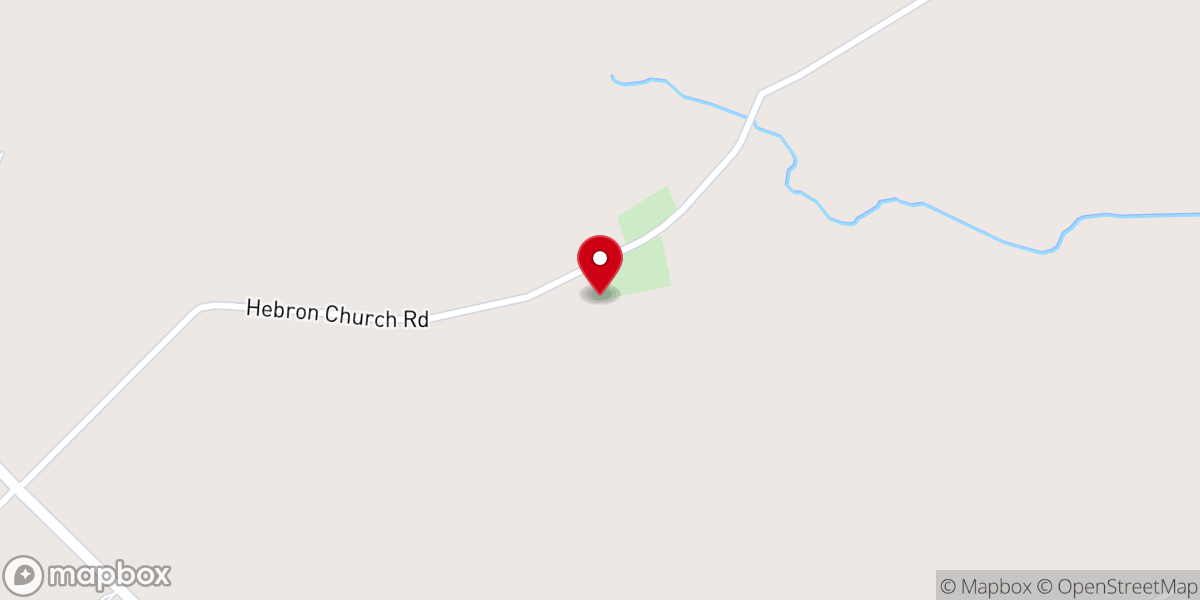 Map showing location of Hebron Baptist Church