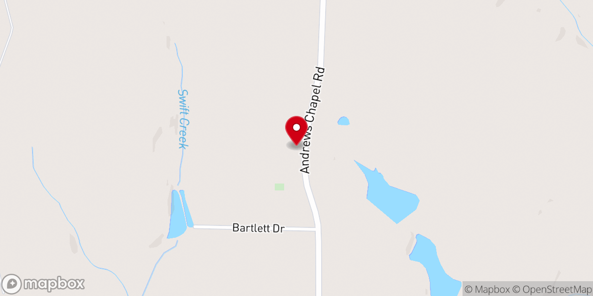 Map showing location of Andrews Chapel