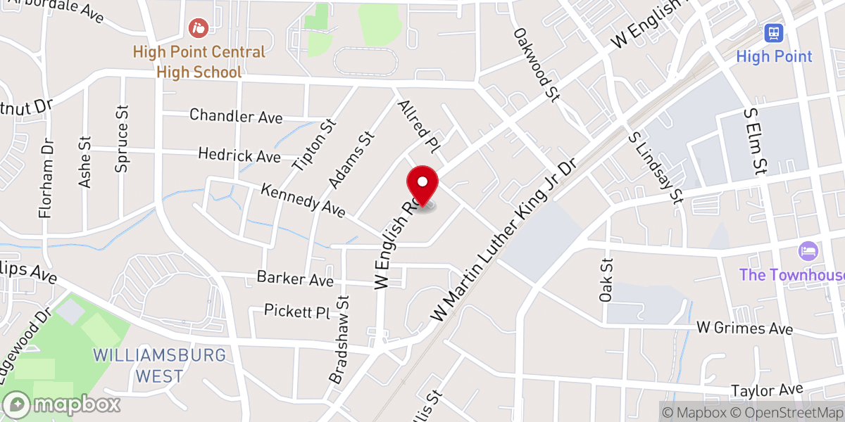 Map showing location of English Road Baptist Church