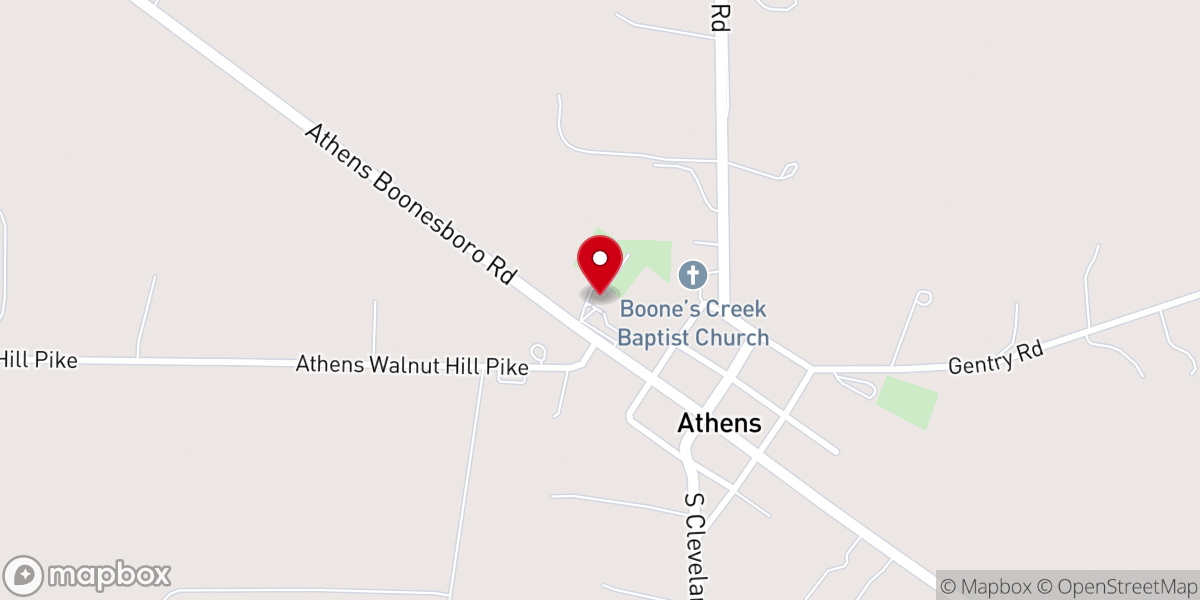 Map showing location of Athens Christian Church