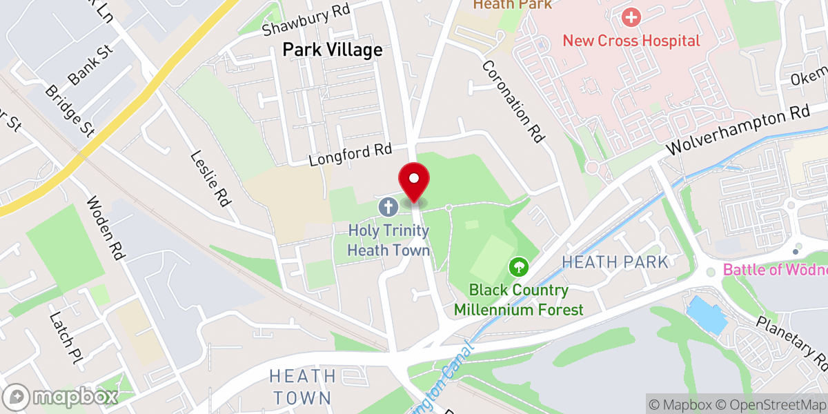 Map showing location of Holy Trinity Church