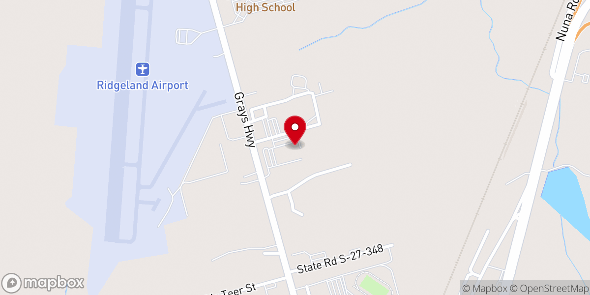 Map showing location of Ridgeland Baptist Church