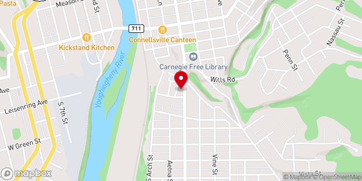 Map showing location of Connellsville Counseling & Psychological Services