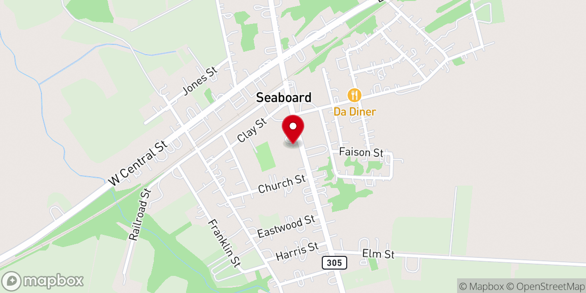 Map showing location of Seaboard United Methodist Church