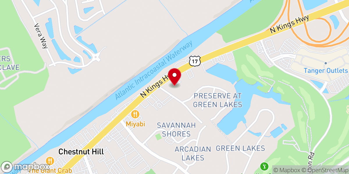 Map showing location of Myrtle Beach Word of Faith Church