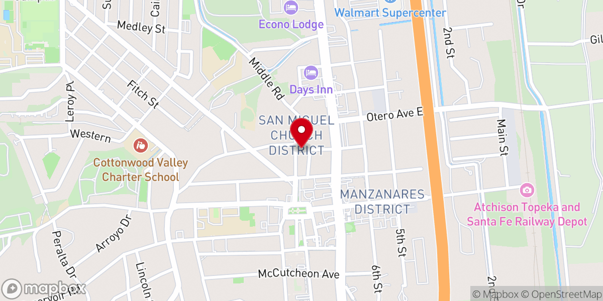 Map showing location of Old San Miguel Catholic Church