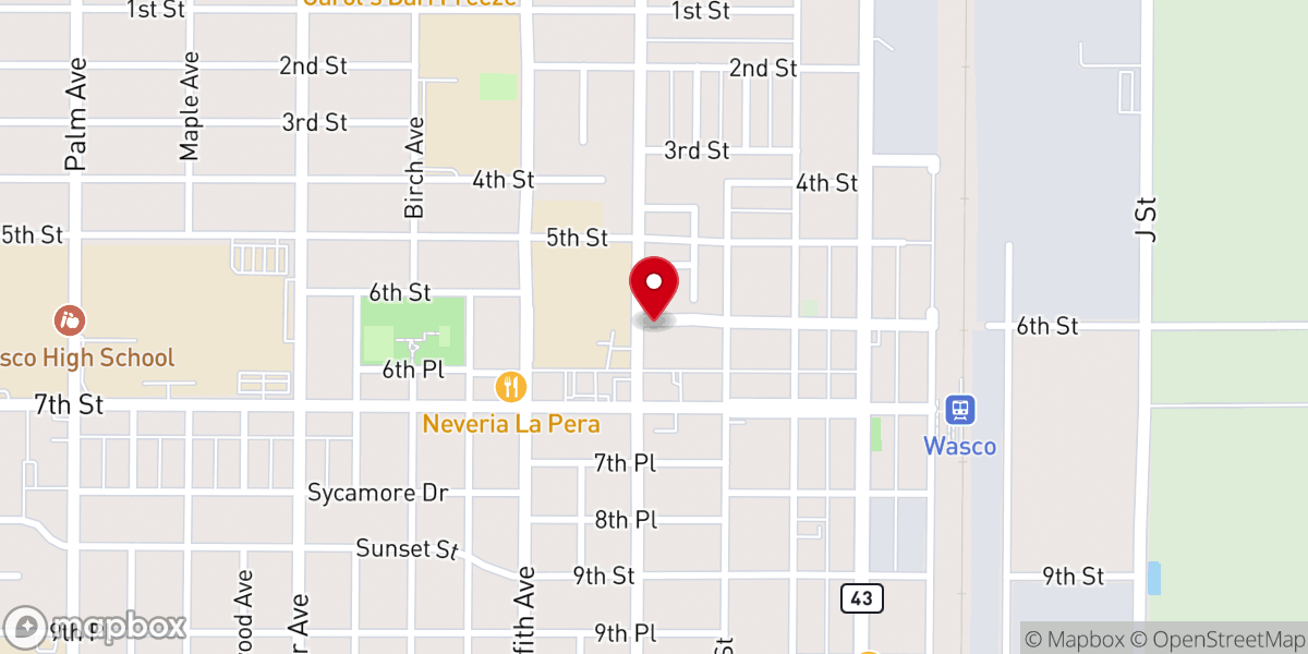 Map showing location of Canyon Hills Wasco