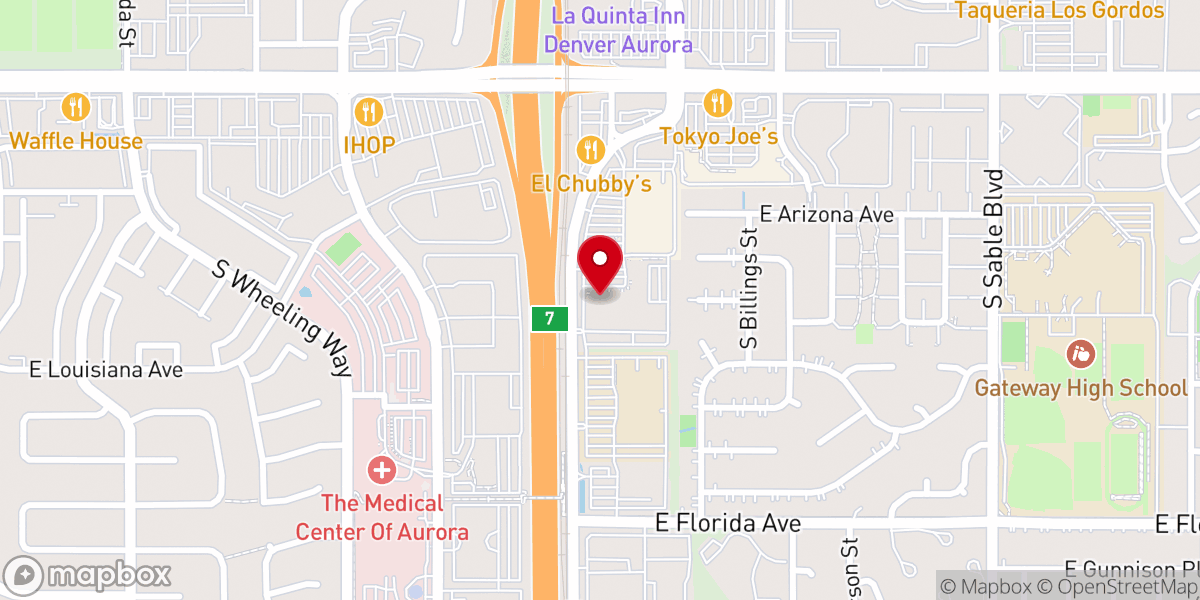 Map showing location of Aurora Christian Center