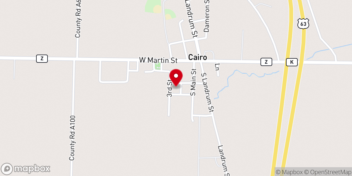 Map showing location of Cairo Christian Church