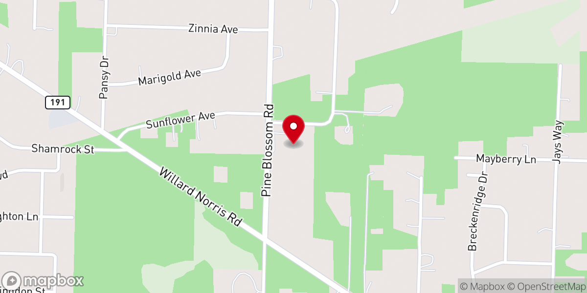 Map showing location of Pine Terrace Baptist Church
