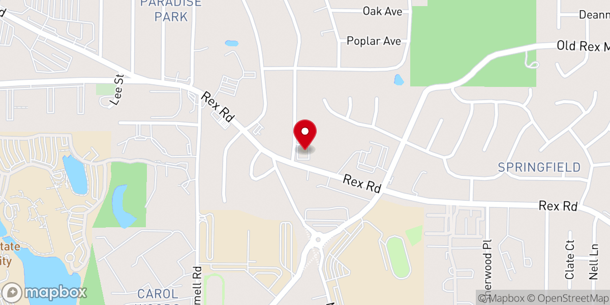 Map showing location of Evangel Temple Bible Church