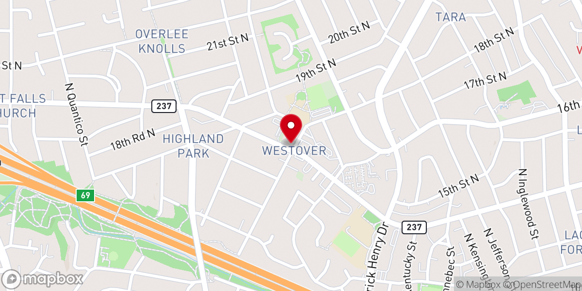 Map showing location of Westover Farmers Market