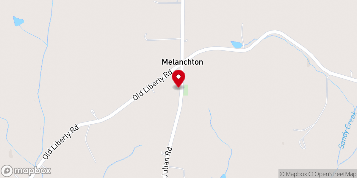 Map showing location of Melanchthon Lutheran Church