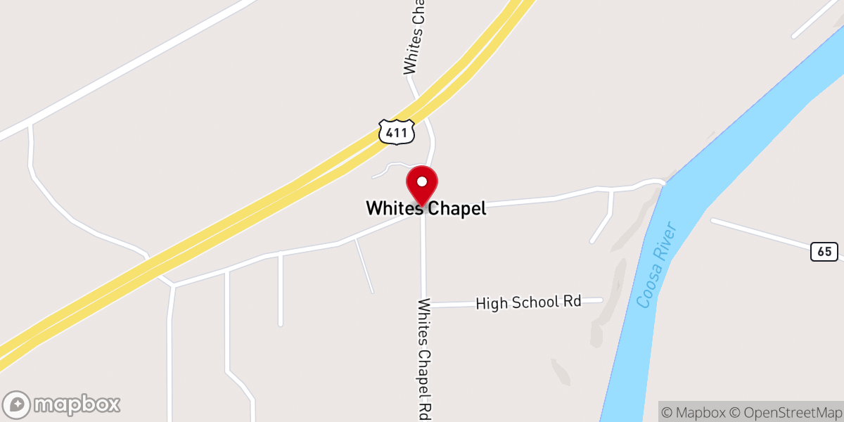 Map showing location of White Chapel Baptist Church