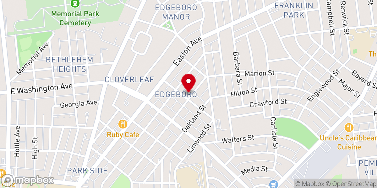 Map showing location of Edgeboro Moravian Church