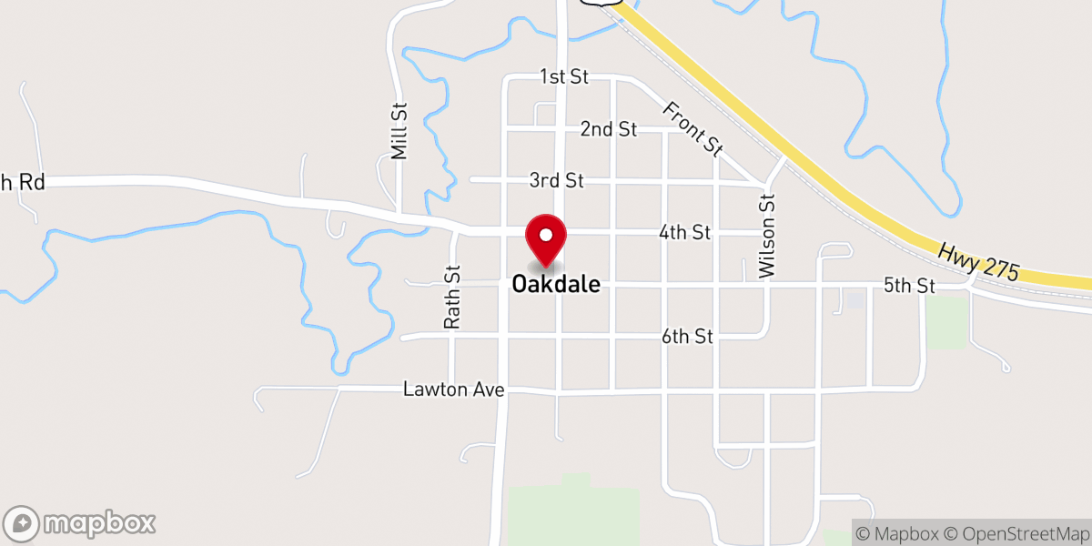 Map showing location of Oakdale Community Center