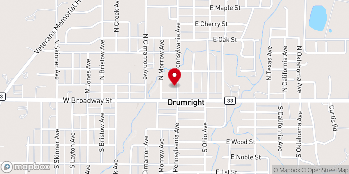 Map showing location of Drumright Ministerial Alliance Inc
