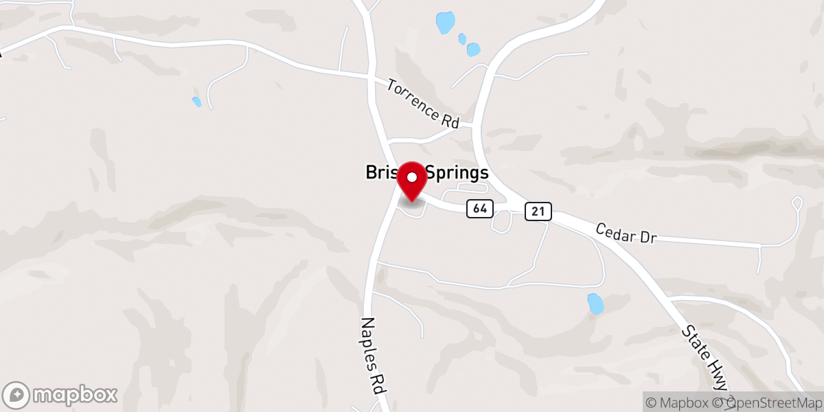 Map showing location of Bristol Springs Free Church
