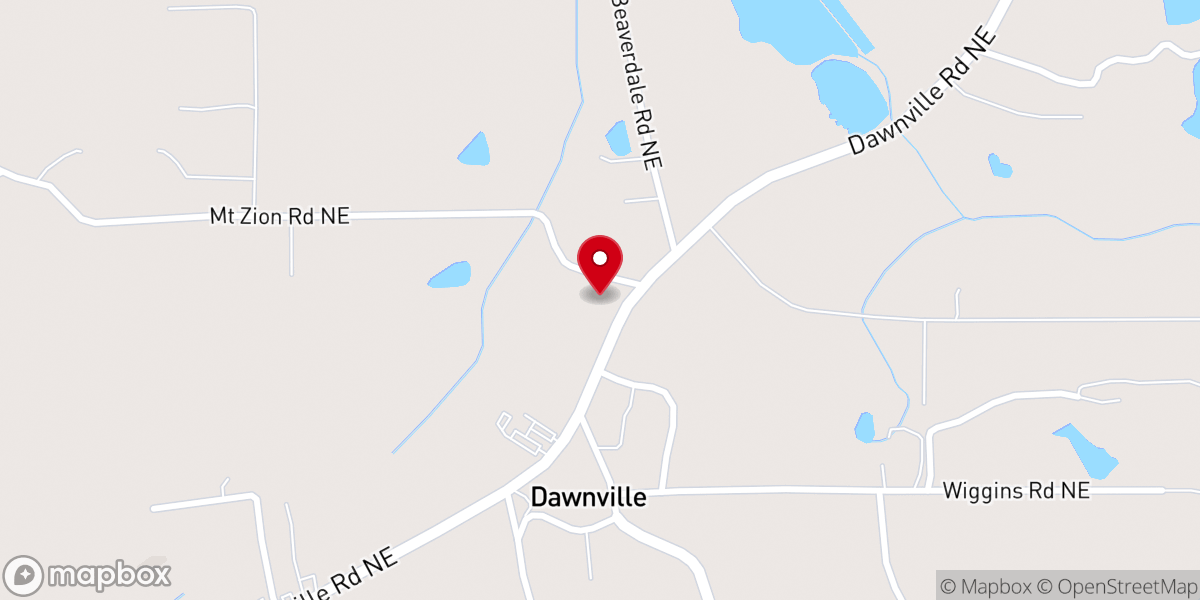 Map showing location of Dawnville Community Church