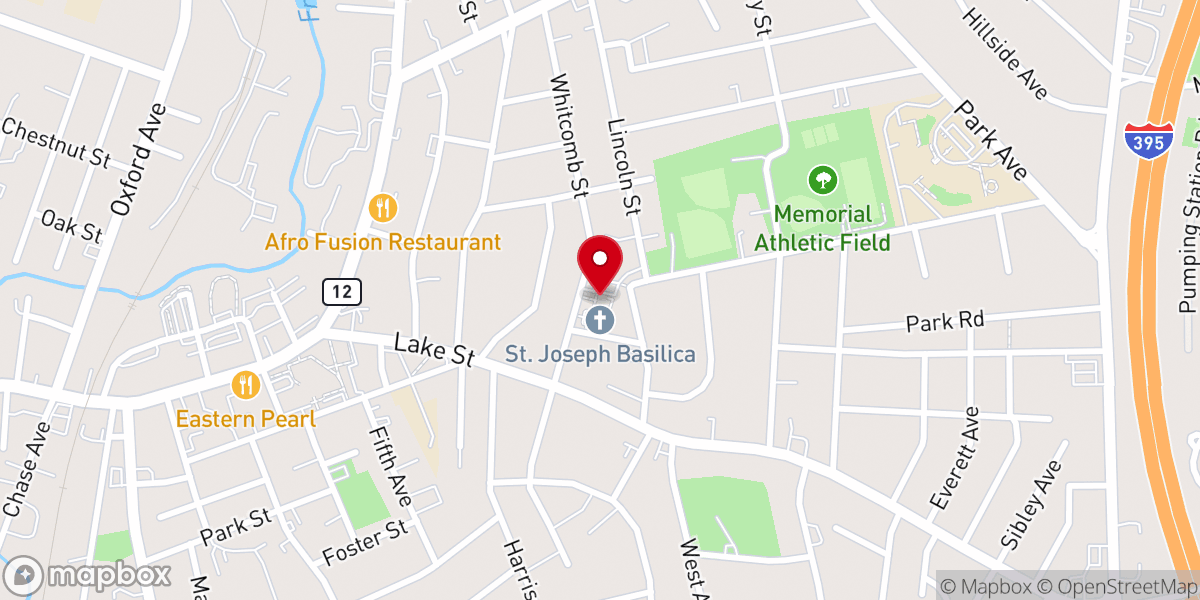 Map showing location of St. Joseph Basilica