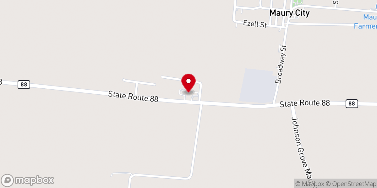 Map showing location of Maury City Church of Christ
