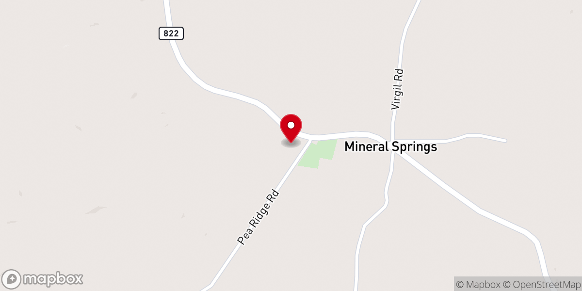 Map showing location of Mineral Springs Baptist Church