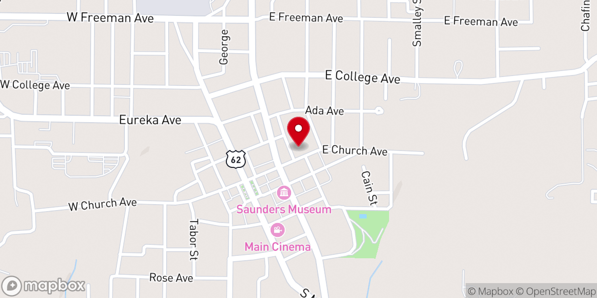 Map showing location of First Christian Church